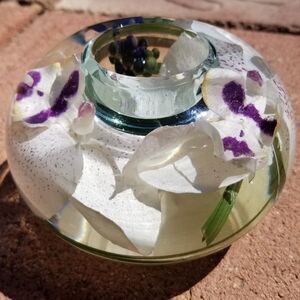 Emilio Robba Candle Holder Beautiful White Orchid 5"X5"X3"